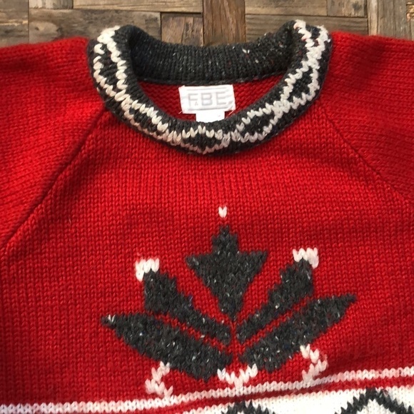 FABE Vintage Red White Gray Chunky Knit Sweater - Picture 2 of 8